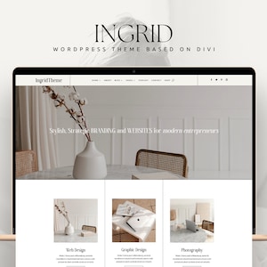 Designer Wordpress Theme Ingrid / Divi Child Theme / Virtual Assistant / Graphic Designer / Photographer