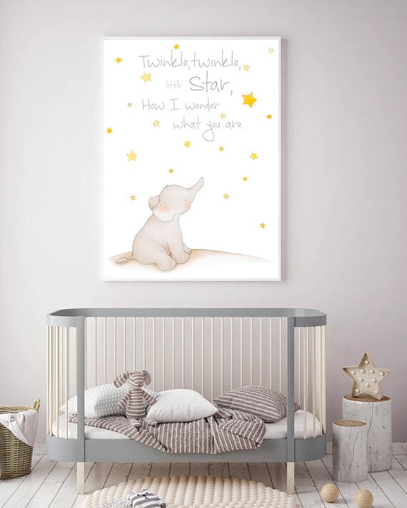 Elephant Nursery Artelephant Decortwinkle Nurserystar Etsy