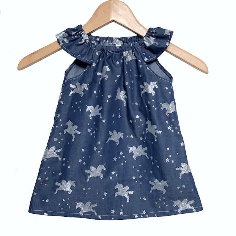 girls black denim dress