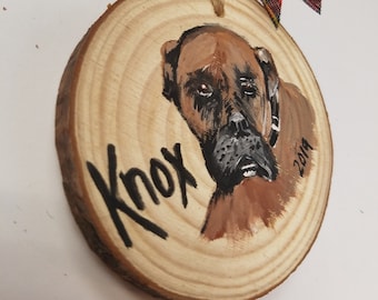 Wood Slice Painted Pet Ornament/Christmas Ornament/Custom Hand Painted Ornament/Custom Pet Ornament/Dog Ornament/Cat Ornament