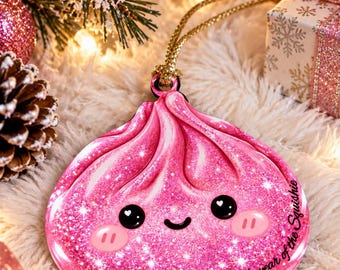 Personalized Dumpling Christmas Ornament, Custom Name Acrylic Ornament, Cute Kids Christmas Gift, Glitter Squishy Ornament, 2026 Keepsake