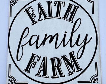 Faith Family Farm Painted Wooden Sign Decor