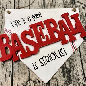 Life Is A Game Baseball Is Serious Wooden Home Plate Sports Decor
