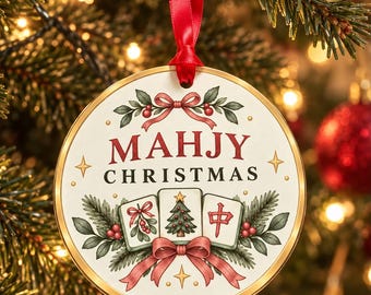 Mahjong Christmas Ornament 2026, Year of Mahjong Ornament, Mahjong Lover Gift, Mahjong Player Gift, Mahjong Club Christmas Decor