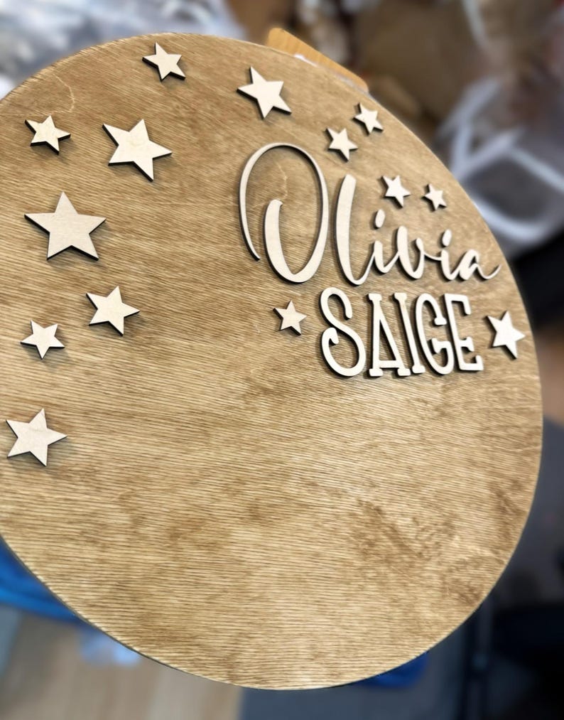 Custom Baby Name Sign | Hand Painted Nursery Wall Decor | Moon & Stars ...