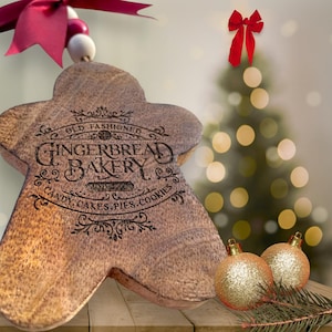 Vintage Wood Old Fashioned Gingerbread Bakery Gingerbread Christmas Tree Ornament