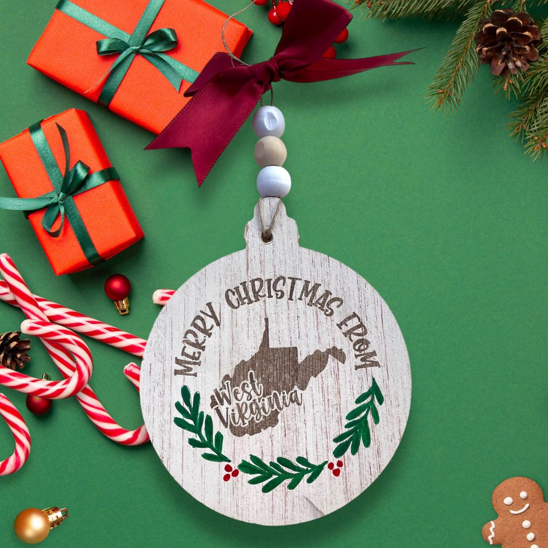 Merry Christmas From West Virginia MDF Christmas Tree Ornament Gift - Etsy