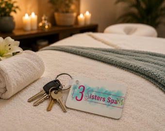Custom Business Logo Keychain | Personalized UV Printed MDF Key Ring | Branding Gift | Spa Logo Keychain | Custom Photo