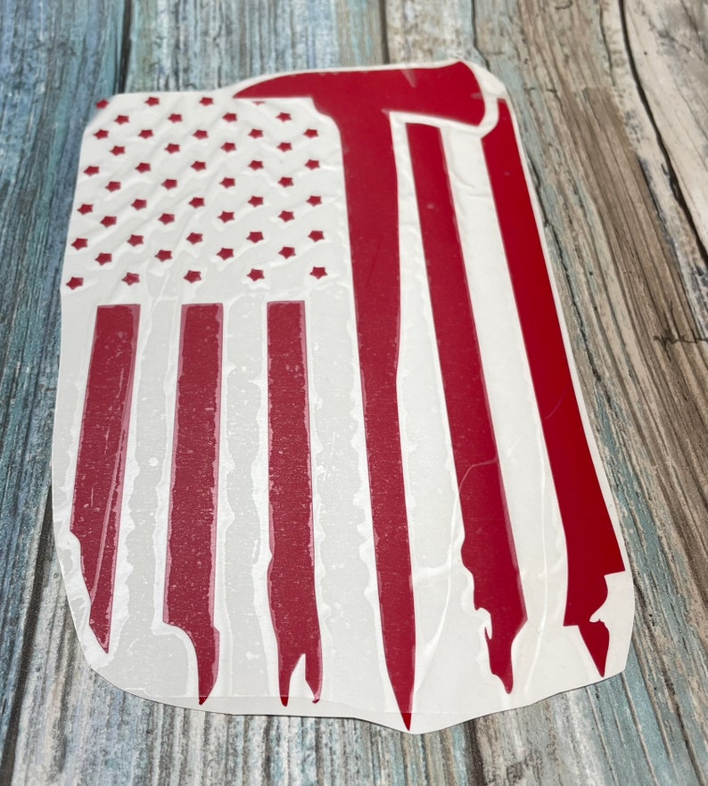 Fireman Ax Flag Red Vinyl Custom Decal Laptop Cup Auto Window - Etsy