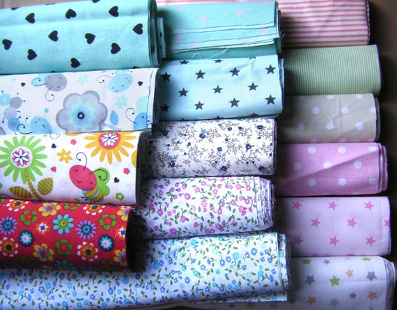 15 Fat Quarters Bundle PINK Polycotton Fabric Offcuts Scraps Remnants