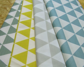 100% Cotton Fabric - Yellow&White Triangles  Medium size Geometric pattern Triangles Design  - Cotton Print Fabric  optional sizes