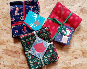 Metallic Christmas Patterns Fabric Fat Quarter Fat 8th bundle 3 optional Sets Christmas Patterns Quilting  Craft fabrics  Bundle 100% Cotton