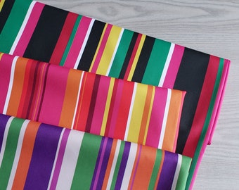 Tecido impermeável - Listras coloridas - Tecido resistente à água Tecido oleado - Tecido para áreas externas - Tecido de PVC Tecido para almofadas para áreas externas