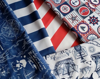 Nautical Designs Water-resistant Fabric  wide  Water Resistant fabric Oilcloth Fabric - Outdoor fabric - Upholstery Outdoor Cushions Fabric
