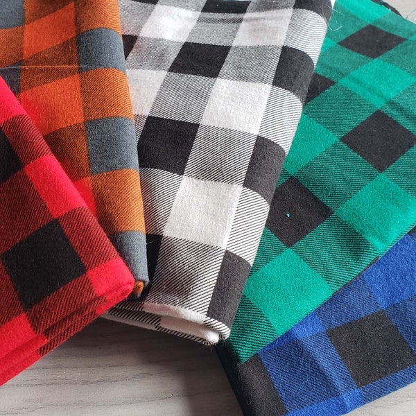 Brushed 100% Cotton Fabric Buffalo Check Tartan Wincyette Flannel Buffalo Plaid pattern By half meter