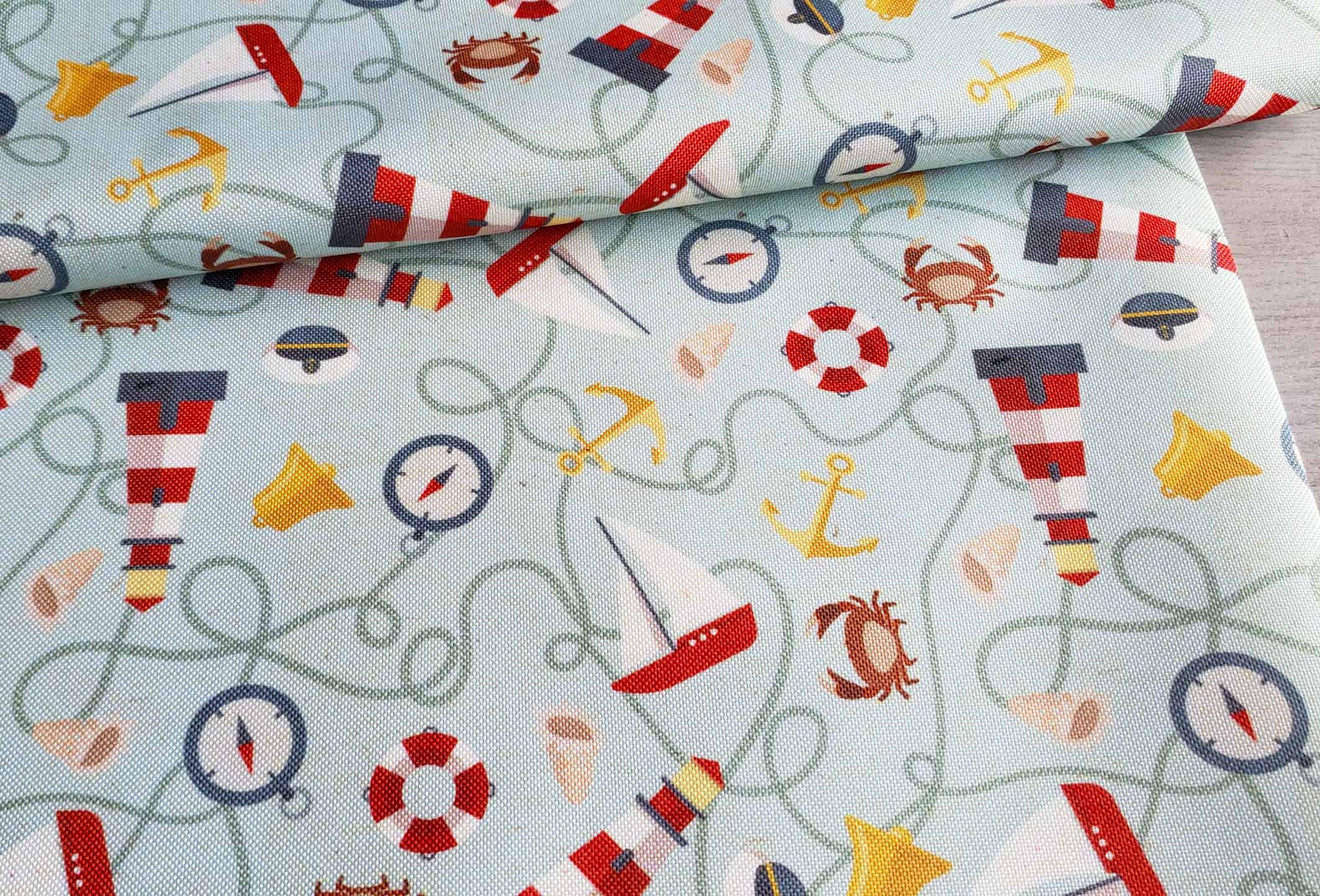 Retro Beach Nautical Design Outdoor Indoor Canvas Fabric Water-resistant Fabric - Outdoor Upholstery Cushion Pram Fabric Dog Bed Furnishing