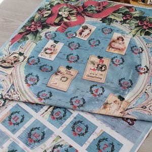 Cartoline di Natale vittoriane Calendario dell'Avvento Tasche per decorazioni natalizie già stampate Pannello fai da te Tessuto di cotone Tessuto natalizio Conto alla rovescia
