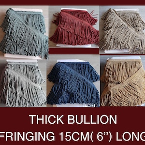 Thick Bullion Fringing Tassels Looped 150mm ( 6&quot;) Fringing Trim Crafts Upholstery Fringing Cushions Curtains Home Decor Bullion Fringe Trim