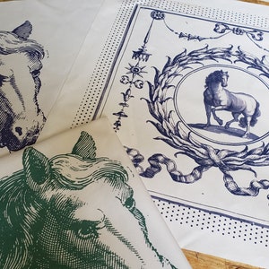 Horse theme Toile Style Ready Panel Cushion Panel Craft DIY 100% Cotton Quilting  DIY Craft Panel