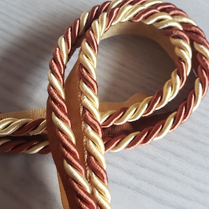 8mm Two_tone Cream&Chestnut Lip Cord Flanged Piping Cord Rope Piping for Cushions Piping Insertion Rope Trimmings Upholstery Piping
