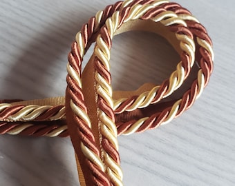 8mm Two_tone Cream&Chestnut Lip Cord Flanged Piping Cord Rope Piping for Cushions Piping Insertion Rope Trimmings Upholstery Piping