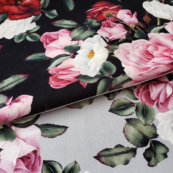 Roses on Black or Grey - Upholstery Velvet Upholstery Fabric Velvet fabric Upholstery Velvet by half meter