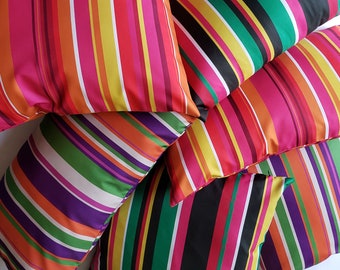 Colorful Stripes - Outdoor Decorative Cushion Cover - Waterproof Patio Oblong or Square Cushion Throws Sofa Cushions