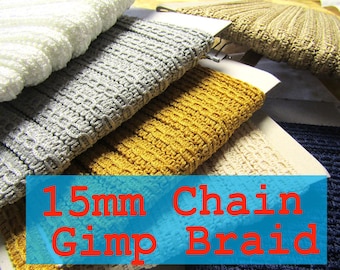 Gimp Chain Braid 15mm Optional colors Braid Upholstery Trim Gimp Braid Costume Furnishing  Upholstery Braid for Chairs Braid Trim