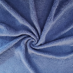 Sherpa pelliccia bouclé pelliccia corta e morbida pelliccia riccia denim blu tessuto materiale artigianato sartoria costumi artigianato