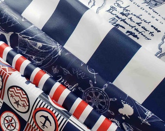 Nautical Designs Tissu résistant à l'eau large Tissu résistant à l'eau - Tissu d'extérieur - Tissu d'ameublement pour coussins d'extérieur