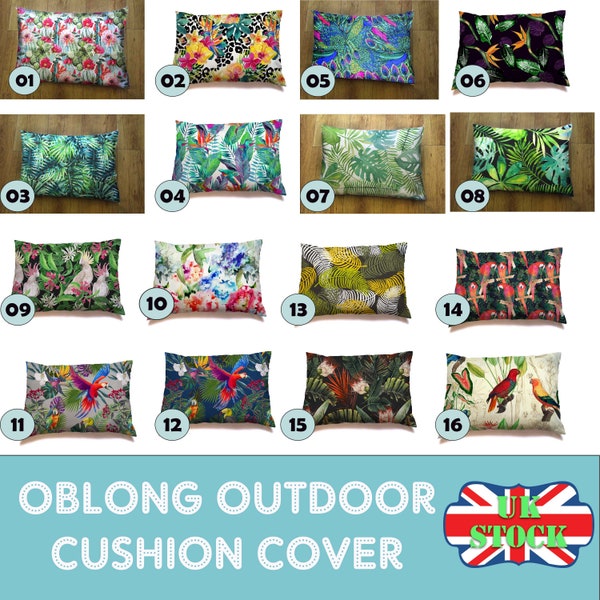 Oblong Outdoor Decorative Cushion Cover Tropical prints Waterproof Patio Rectangle Cushion Throws Sofa Scattered Cushions
