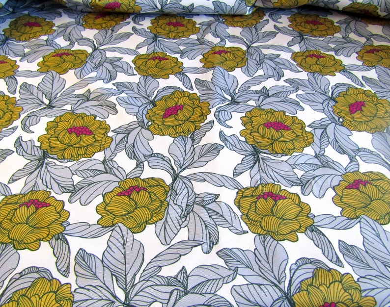 English Flowers in Teal or Honey Waterproof fabric PVC fabric Etsy