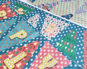 Christmas Bunting Panel Xmas Bunting 100% Cotton Fabric DIY Ready Fabric Panel Fabric Christmas Bunting Festive Bunting