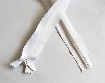Heavy Duty Invisible Zip 65cm (26'') - 80cm(32'') /White YKK #5 Zipper Concealed Zip Concealed Bridal Invisible Zips - Size 5 Invisible Zips