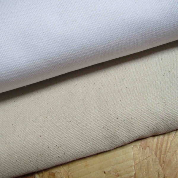 100 % coton épais 309 g/m² coton bio Panama GOTS tissu blanc ou naturel vendu par demi-mètre.