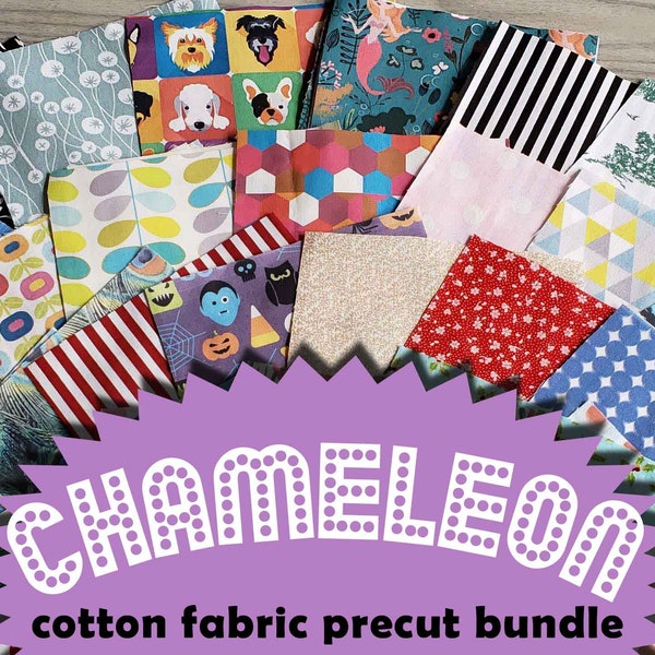 100% Cotton Fabric Square Bundle Chameleon - Optional sizes And Quantities  PreCut Bundle fabrics for Quilting and Craft Fabrics Bundle