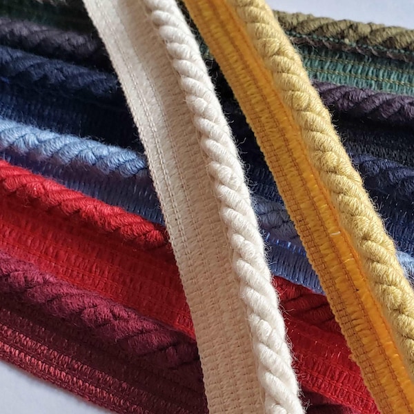 100% Cotton Piping 6mm  Cord Flanged Piping Cord 3 Ply Rope Flanged Rope Trim Upholstery Piping Lip Cord Piping for Cushions