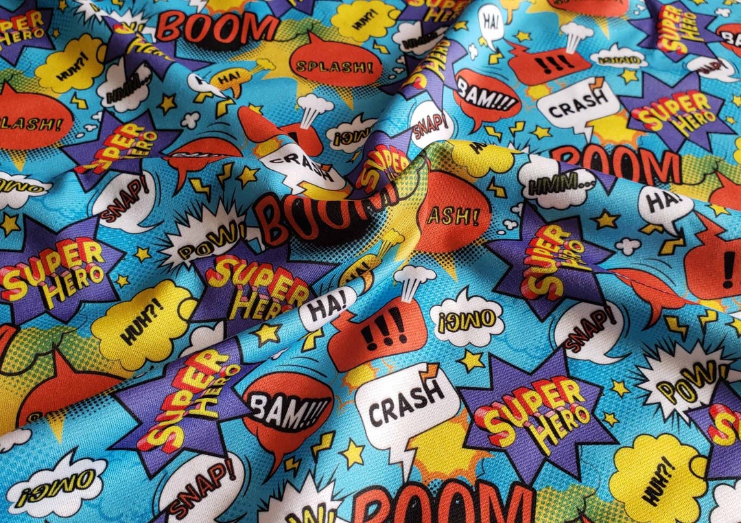 Comics Super Hero Pattern Single Jersey T-shirt Fabric 2-way Stretch ...