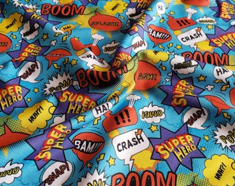 Comics Super Hero Pattern Single Jersey T-shirt Fabric 2-Way Stretch Jersey 1/2m Printed Jersey T-shirt fabric