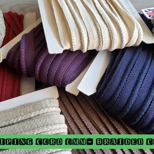 Flanged Piping Cord 6mm 100% Cotton Cord Flanged Piping Braided Cord Look piping  Flanged Rope Piping for Cushions Lip Cord