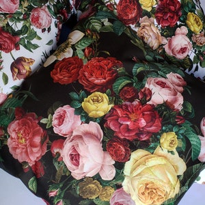 Square Outdoor Decorative cushion Cover Roses Design Outdoor Canvas Water-resistant Patio Square Cushion Throws Sofa Cushions
