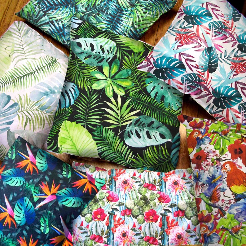 Square Outdoor Decorative cushion Cover Tropical prints Etsy