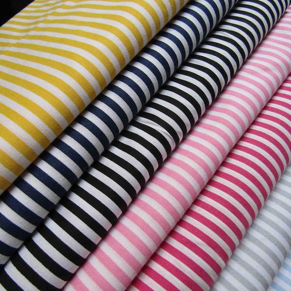 Striped fabric 5mm by 5mm Wide Stripe Colors Range Curtain fabric Craft fabric - Stripe fabric Ticking Fabric  by the Fat Quarter Half Metre