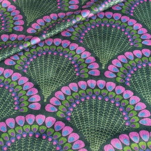 Peacock Scallops Teal Upholstery Velvet Upholstery Fabric Printed Velvet Fabric Velvet Material Cushion Curtain Fabric