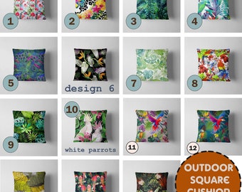 Square Outdoor Decorative cushion Cover Tropical prints Waterproof Patio Square Cushion Throws Sofa Cushions