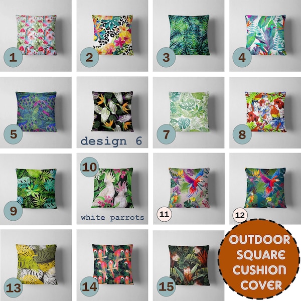 Square Outdoor Decorative cushion Cover Tropical prints Waterproof Patio Square Cushion Throws Sofa Cushions