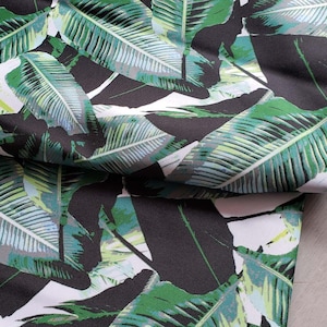Banana Leaves on White Tropical Design Water-resistant Waterrepellent Canvas Outdoor Outdoor/Indoor fabric - Outdoor Upholstery Cushion