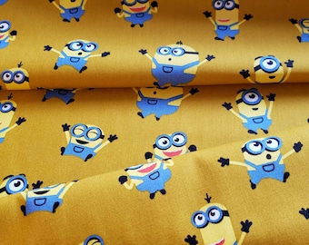 Little Minions Mustard Children's Fabric Craft Cotton Print Fabric  Licensed Fabric Minions Design Fabric OEKO-TEX®STANDARD 100 certificate