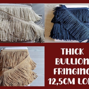 Thick Bullion Fringing Tassels Looped 125mm ( 5&quot;) Fringing Trim Crafts Upholstery Fringing Cushions Curtains Home Decor Bullion Fringe Trim