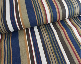 100% Linen Fabric Multicolor Stripes Fabric Textured Fabric Medium Weight Linen Fabric by half meter Interior Fabric